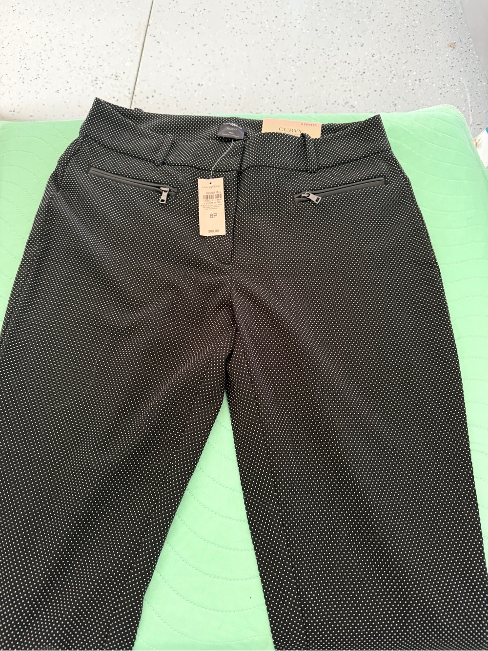 Ann Taylor Black Pants with White Microdot Pattern